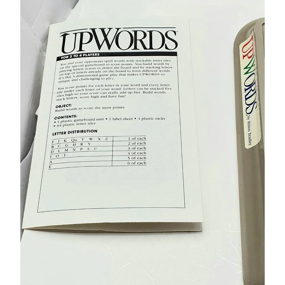 UPWORDS Vintage 1988 Word Strategy Board Game Classic Stackable Family Fun Retro
